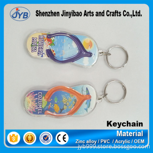 NEW design cheap acrylic keychain cute beach shoes shaped photo keyring
